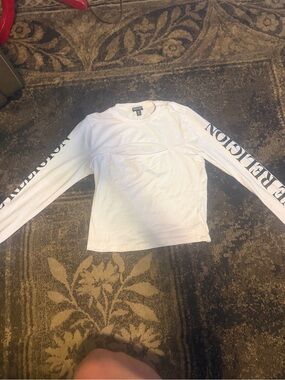Long sleeved true religion Buddha ruched shirt medium